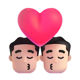 Kiss: Man, Man, Light Skin Tone Microsoft 3D Fluent