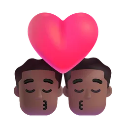 Kiss: Man, Man, Medium-Dark Skin Tone Microsoft 3D Fluent