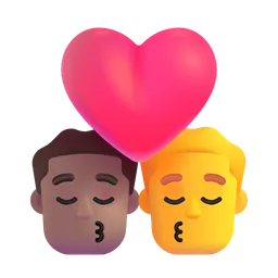 Kiss - Man: Medium Skin Tone, Man: No Skin Tone Microsoft 3D Fluent