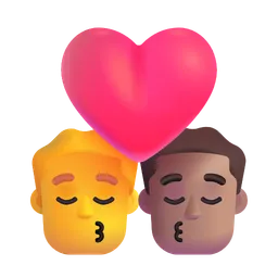 Kiss - Man: No Skin Tone, Man: Medium Skin Tone Microsoft 3D Fluent
