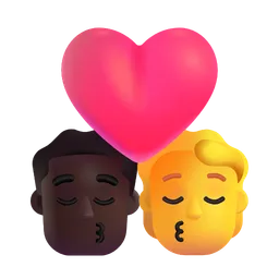 Kiss: Man, Person, Dark Skin Tone, No Skin Tone Microsoft 3D Fluent