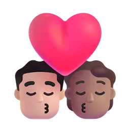 Kiss: Man, Person, Light Skin Tone, Medium Skin Tone Microsoft 3D Fluent