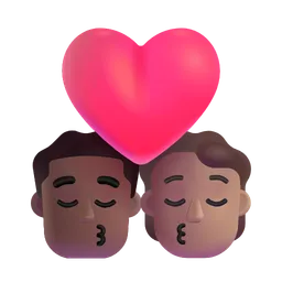 Kiss: Man, Person, Medium-Dark Skin Tone, Medium Skin Tone Microsoft 3D Fluent