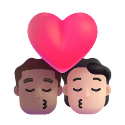 Kiss: Man, Person, Medium Skin Tone, Light Skin Tone Microsoft 3D Fluent