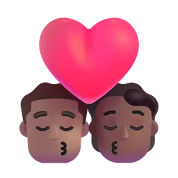 Kiss: Man, Person, Medium Skin Tone, Medium-Dark Skin Tone Microsoft 3D Fluent