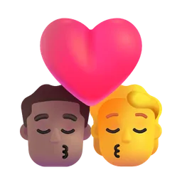 Kiss: Man, Person, Medium Skin Tone, No Skin Tone Microsoft 3D Fluent