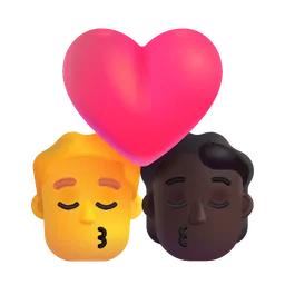 Kiss: Man, Person, No Skin Tone, Dark Skin Tone Microsoft 3D Fluent