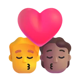 Kiss: Man, Person, No Skin Tone, Medium Skin Tone Microsoft 3D Fluent