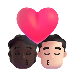키스: 사람, 남자, 어두운 피부 톤, 밝은 피부 톤 Microsoft 3D Fluent