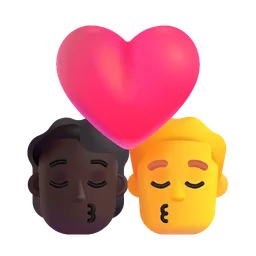 Kiss: Person, Man, Dark Skin Tone, No Skin Tone Microsoft 3D Fluent