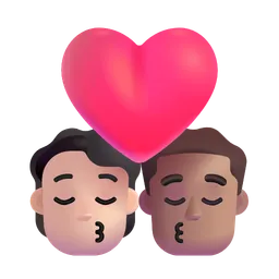Kiss: Person, Man, Light Skin Tone, Medium Skin Tone Microsoft 3D Fluent