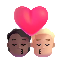 Kiss: Person, Man, Medium-Dark Skin Tone, Medium-Light Skin Tone Microsoft 3D Fluent