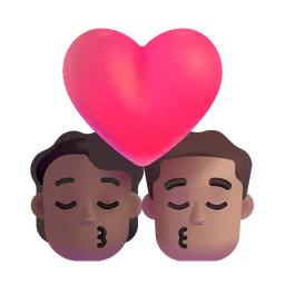 Kiss: Person, Man, Medium-Dark Skin Tone, Medium Skin Tone Microsoft 3D Fluent