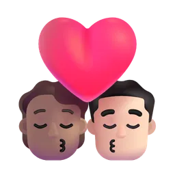 Kiss: Person, Man, Medium Skin Tone, Light Skin Tone Microsoft 3D Fluent