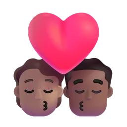 Kiss: Person, Man, Medium Skin Tone, Medium-Dark Skin Tone Microsoft 3D Fluent