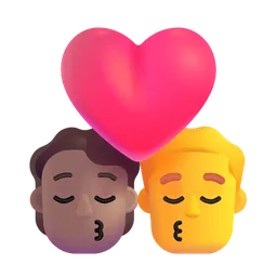 Kiss: Person, Man, Medium Skin Tone, No Skin Tone Microsoft 3D Fluent