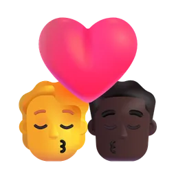 Kiss: Person, Man, No Skin Tone, Dark Skin Tone Microsoft 3D Fluent