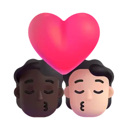 Kiss: Person, Person, Dark Skin Tone, Light Skin Tone Microsoft 3D Fluent