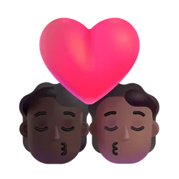 Kiss: Person, Person, Dark Skin Tone, Medium-Dark Skin Tone Microsoft 3D Fluent