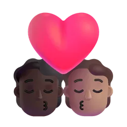 Kiss: Person, Person, Dark Skin Tone, Medium Skin Tone Microsoft 3D Fluent