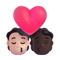 Kiss: Person, Person, Light Skin Tone, Dark Skin Tone Microsoft 3D Fluent
