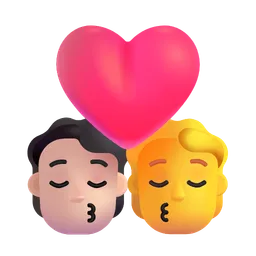 Kiss: Person, Person, Light Skin Tone, No Skin Tone Microsoft 3D Fluent