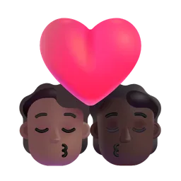 Kiss: Person, Person, Medium-Dark Skin Tone, Dark Skin Tone Microsoft 3D Fluent