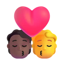 Kiss: Person, Person, Medium-Dark Skin Tone, No Skin Tone Microsoft 3D Fluent