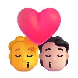Kiss: Person, Person, No Skin Tone, Light Skin Tone Microsoft 3D Fluent