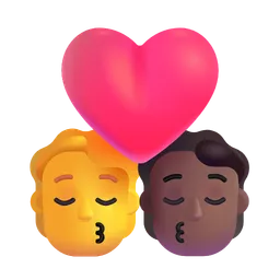 Kiss: Person, Person, No Skin Tone, Medium-Dark Skin Tone Microsoft 3D Fluent