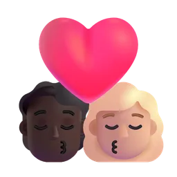 Kiss: Person, Woman, Dark Skin Tone, Medium-Light Skin Tone Microsoft 3D Fluent