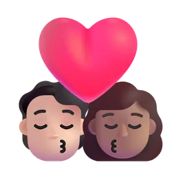 Kiss: Person, Woman, Light Skin Tone, Medium Skin Tone Microsoft 3D Fluent