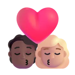 Kiss: Person, Woman, Medium-Dark Skin Tone, Medium-Light Skin Tone Microsoft 3D Fluent