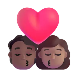 Kiss: Person, Woman, Medium-Dark Skin Tone, Medium Skin Tone Microsoft 3D Fluent