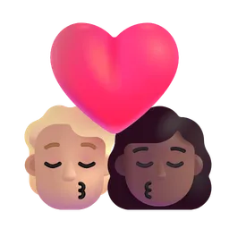 Kiss: Person, Woman, Medium-Light Skin Tone, Medium-Dark Skin Tone Microsoft 3D Fluent
