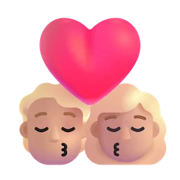 Kiss: Person, Woman, Medium-Light Skin Tone Microsoft 3D Fluent