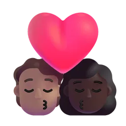 Kiss: Person, Woman, Medium Skin Tone, Dark Skin Tone Microsoft 3D Fluent