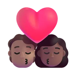 Kiss: Person, Woman, Medium Skin Tone, Medium-Dark Skin Tone Microsoft 3D Fluent
