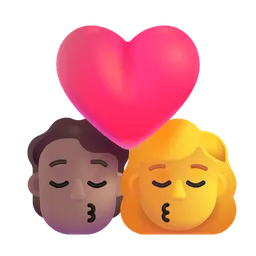 Kiss: Person, Woman, Medium Skin Tone, No Skin Tone Microsoft 3D Fluent