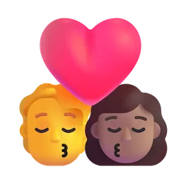 Kiss: Person, Woman, No Skin Tone, Medium Skin Tone Microsoft 3D Fluent