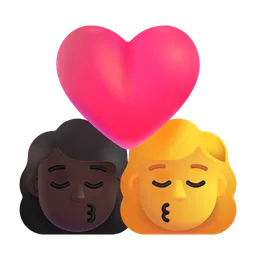 Kiss - Woman: Dark Skin Tone, Woman: No Skin Tone Microsoft 3D Fluent