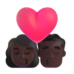 Kiss: Woman, Man, Dark Skin Tone Microsoft 3D Fluent