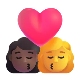 Kiss - Woman: Medium-Dark Skin Tone, Woman: No Skin Tone Microsoft 3D Fluent