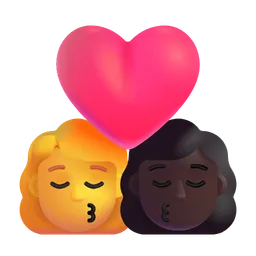Kiss - Woman: No Skin Tone, Woman: Dark Skin Tone Microsoft 3D Fluent