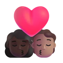 Kiss: Woman, Person, Dark Skin Tone, Medium Skin Tone Microsoft 3D Fluent