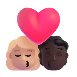 Kiss: Woman, Person, Medium-Light Skin Tone, Dark Skin Tone Microsoft 3D Fluent