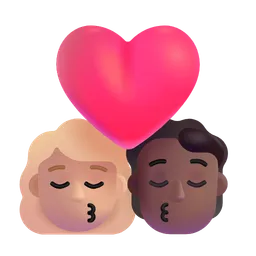 Kiss: Woman, Person, Medium-Light Skin Tone, Medium-Dark Skin Tone Microsoft 3D Fluent