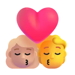 Kiss: Woman, Person, Medium-Light Skin Tone, No Skin Tone Microsoft 3D Fluent