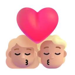 Kiss: Woman, Person, Medium-Light Skin Tone Microsoft 3D Fluent