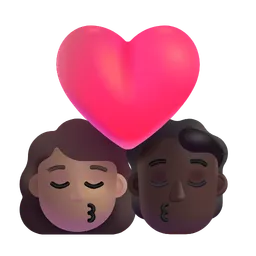 Kiss: Woman, Person, Medium Skin Tone, Dark Skin Tone Microsoft 3D Fluent
